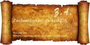 Zechmeister Acicét névjegykártya